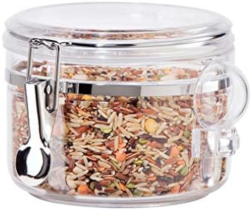 OGGI Clear Canister Airtight 28oz - Clamp Lid & Spoon - Airtight Food Storage Containers, Ideal for Kitchen & Pantry Storage of Bulk, Dry Food Including Flour, Sugar, Coffee, Rice, Tea, Spices & Herbs