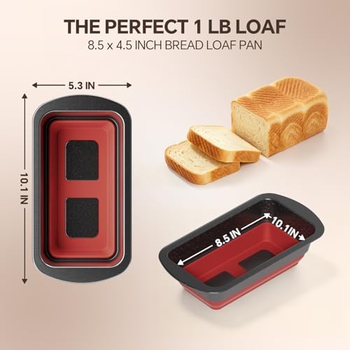 Loaf Pan Set of 2, Nonstick 1 lb Banana Bread Pan, Pop-Out Bottom