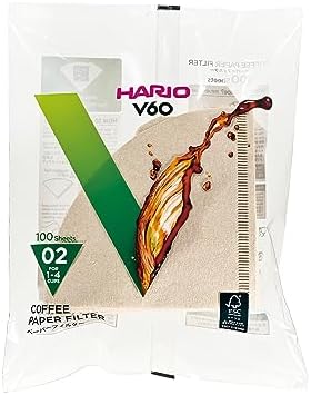 Hario V60 Paper Coffee Filter, Size 02, Natural, 100ct