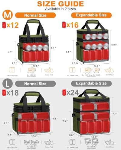 Pritent Lunch Box for Men Women Double Decker Insulated Lunch Bag for men