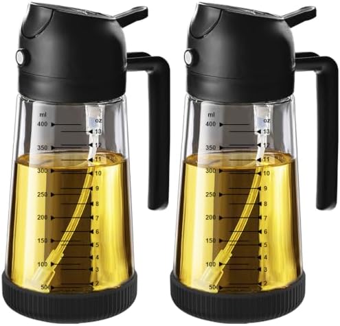 TrendPlain 16oz Olive Oil Sprayer for Cooking with Silicone Base, 2 Black