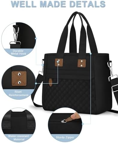 Capolo Lunch Bag for Women,Small Insulated Lunchbox Tote Reusable,M-Black