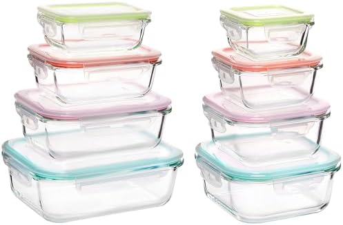 Vtopmart 8 Pack Glass Food Storage Containers with Airtight Lids