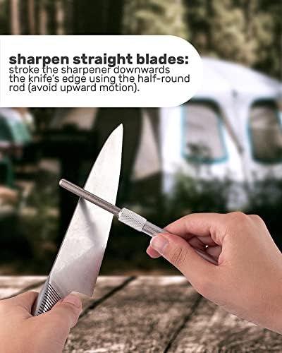 Wamery Serrated Knife Sharpener, Retractable Diamond Rod Pocket (Silver)