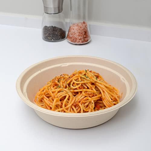 bloomoon 100 Pack 32 oz Large Round Paper Bowls for Salad, Pasta, Burrito, Lunch and Snack, Heavy Duty 32 oz Disposable Bowls for Party and Catering