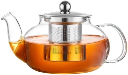 PARACITY Tea Pot for Stove, 20 oz Stovetop Clear Glass Teapot with Infuser