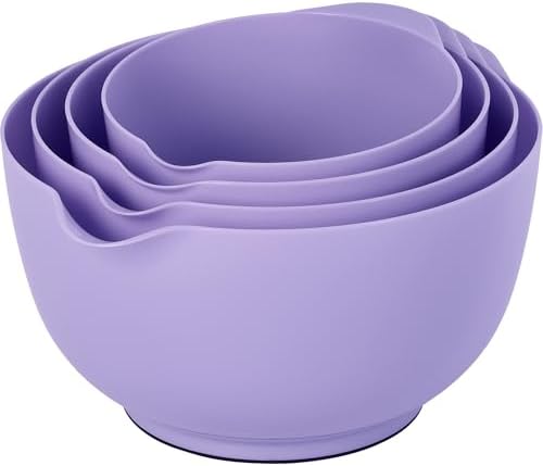 BoxedHome Mixing Bowls Set of 4, BPA Free Plastic,Microwave Safe, Purple
