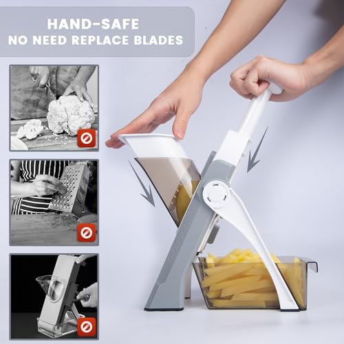 SupMaKin Safe Mandoline Slicer for Kitchen,Adjustable Potato Slicer 1-8 mm