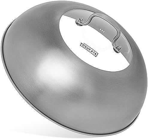 YOSUKATA Premium Stainless Steel Wok Lid 12.8 Inch For 13.5 In Wok