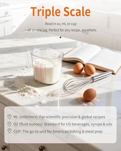 -BINGBING- Measuring Cups Set of 3, Plastic, Nesting Design, Pour Spout