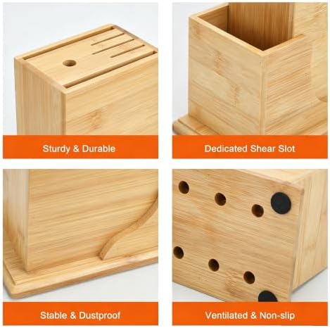 7 Slots Universal Knife Block, Kitchen Knife Holder for Counterop