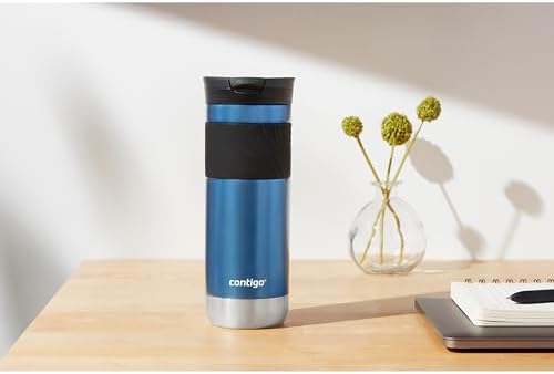Contigo SNAPSEAL Insulated Stainless Steel Travel Mug with Grip 20oz. Blue Corn Transparent Satin & Midnight Berry