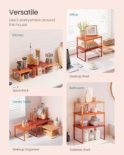 SONGMICS Cabinet Organizer Shelf, Set of 3 Spice Rack, Kitchen Storage