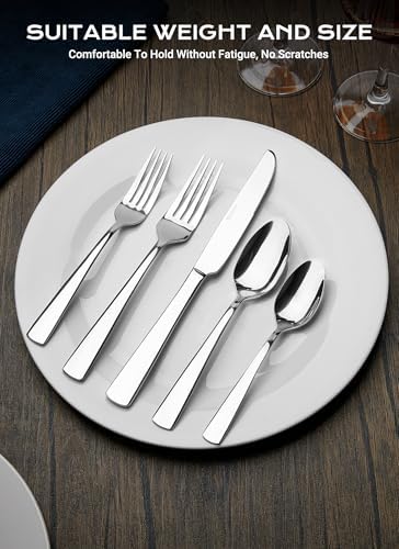 Silverware Set for 8, 45 Piece Stainless Steel Kitchen Utensils Cutlery Set