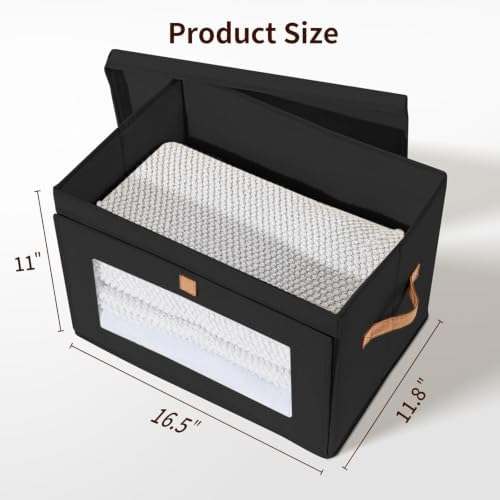 DIMJ Storage Bins with Lids - 5 Pack Large Fabric Closet Organizer with Window & Handles, Collapsible Decorative Storage Boxes for Shelves Under Bed, Books Clothes Blankets Sweaters Organization