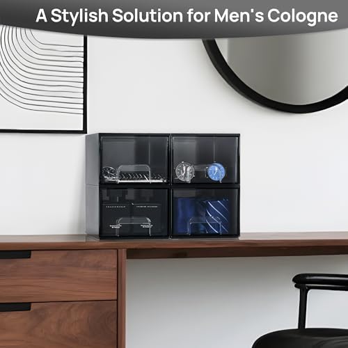 Vtopmart Black Small Stackable Storage Drawers for Cologne Organizer