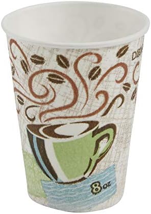Dixie PerfecTouch 8 oz Paper Coffee Cups By GP PRO, Coffee Haze Design, 1000 Count (50 Disposable Cups Per Sleeve, 20 Sleeves Per Case), 5338CD