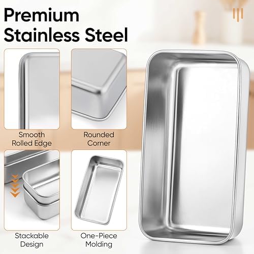 LIANYU Loaf Pan Set, 9x5Inch Bread Pans & 6.3x3.5Inch Mini Bread Baking Pan