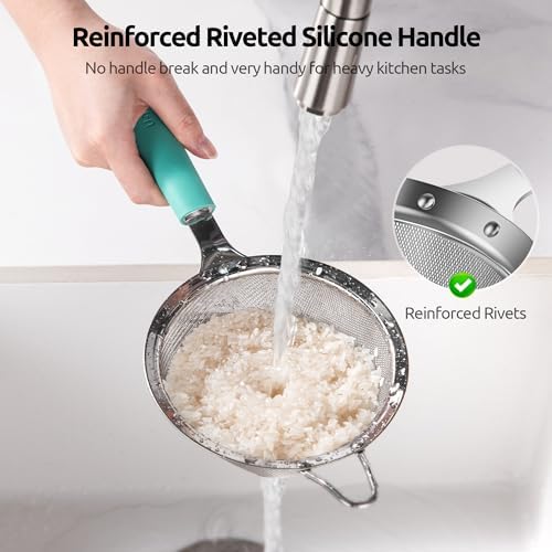 U-Taste Fine Mesh Strainer, 18/8 Stainless Steel Sieve 30 Mesh, M/Aqua Sky