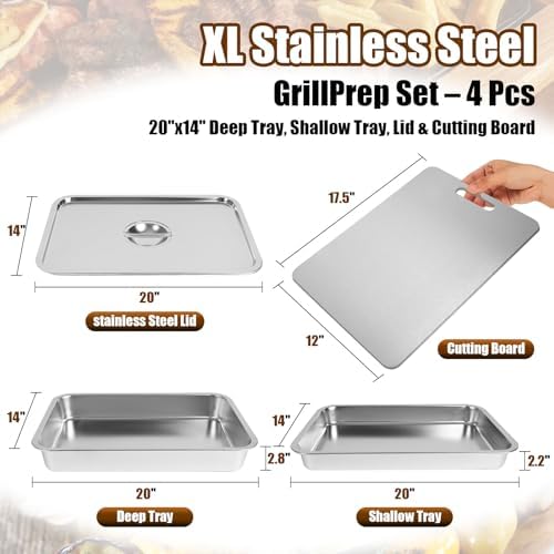 20 Inch Stainless Steel Grill Carry System Tray Set