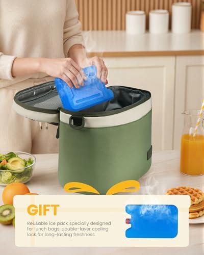 LOVEVOOK Insulated Lunch Box for Women Men, Reusable Lunch Bag for Work Picnic Beach College School, Leakproof Cooler Bag with Shoulder Strap & Ice Pack, Lunch Box/Bag for Mom Teacher Kids Girl Boy