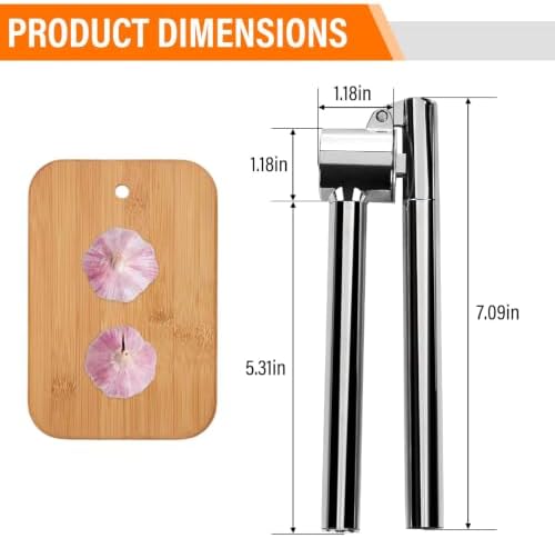 Heavy Duty Garlic Press, Stainless Steel Dishwasher Safe Garlic Crusher & Mincer, Rust Proof & Ergonomic Grip Handle, Easy Squeeze Garlic Twister Mincer Kitchen Gadgets for Garlic, Ginger, Spices