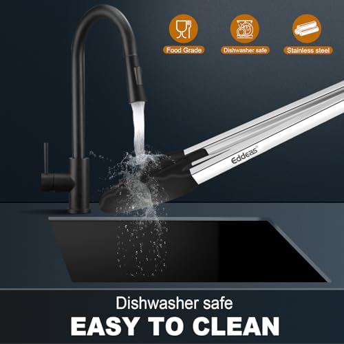 Kitchen Tongs with Silicone Tips, Heat Resistant 600 Degrees All Metal handle Locking Tongs For Cooking with Rubber Tips, Heavy Duty Stainless steel Food Tongs, Set of 3-7" 9" & 12" Black