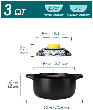 vancasso 3QT Ceramic Stock Pot with Lid, Nonstick Casserole Pot for Cooking