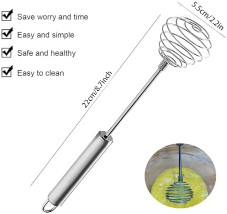 Stainless Steel Spring Coil Whisk 1 Pack, Wire Whip Egg Beater, Kitchen Cookware Hand Mixer For Cooking, Mixing, Blending, Beating, Stirring, 8.7Inch