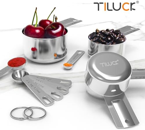 TILUCK Stainless Steel Measuring Cups & Spoons Set, Cups and Spoons