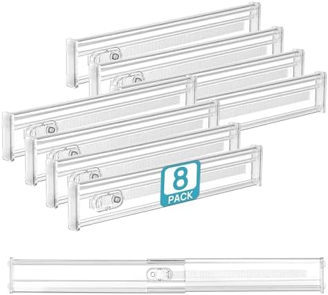 Vtopmart 2.36" Short Upgrade Drawer Dividers 12.8"-22.3" Expandable 8 Pack