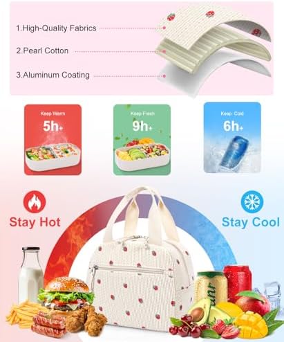 Lunch Bag for Women, Corduroy Small Insulated Lunch Box