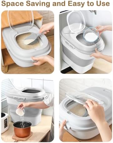 20-50 Lbs Airtight Food Storage Container Wheels,Collapsible Rice Container
