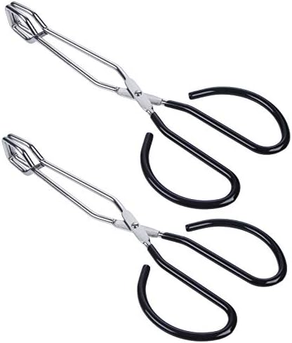 MSY BIGSUNNY Stainless Steel Scissor Tongs Heavy Duty Cooking Tongs with Soft Handles (2, black 10" + 10")