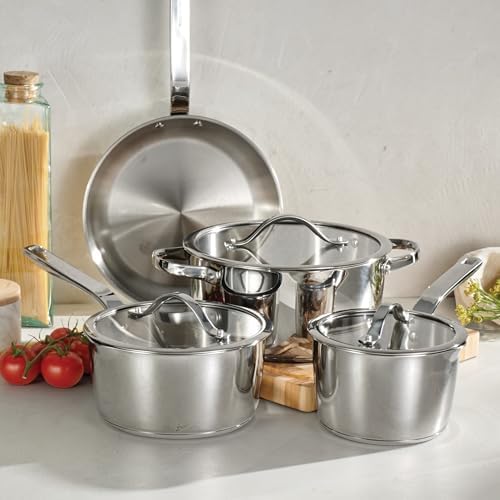 Tramontina Tempo Tri-Ply Base Stainless Steel 7-Piece Pots and Pans Set