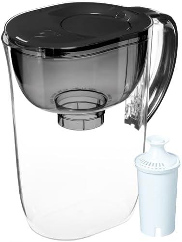 Brita Small 10 Cup Water Filter Pitcher, 1 BritaPlus Filter, Metro, Black