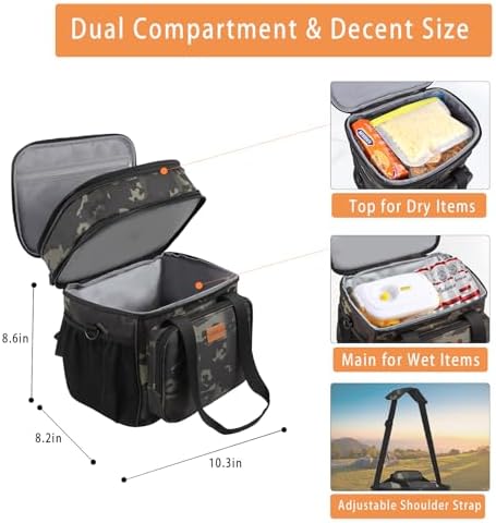 GLENKEY Expandable Lunch Box Insulated Leakproof Cooler Bag Work Outdoor