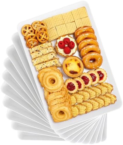 Serving Trays, Serving Platter, Plastic Trays, 10-Pack, White
