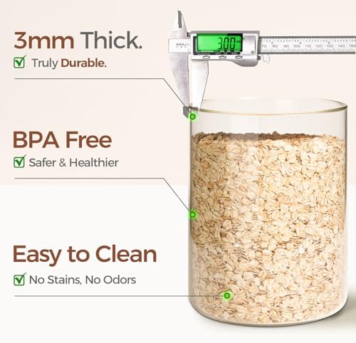 ComSaf Glass Storage Jars with Bamboo Lids 3.9 Qt 2 Pack Large Pantry Round