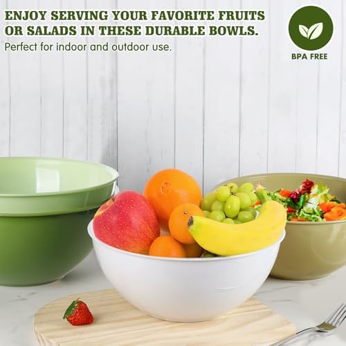 Greentainer 4-Piece Plastic Mixing Bowl Set, 113oz Lightweight Serving Bowls, Large Salad Bowls for Baking,Prepping, Cooking and Serving Food, Dishwasher & Microwave Safe