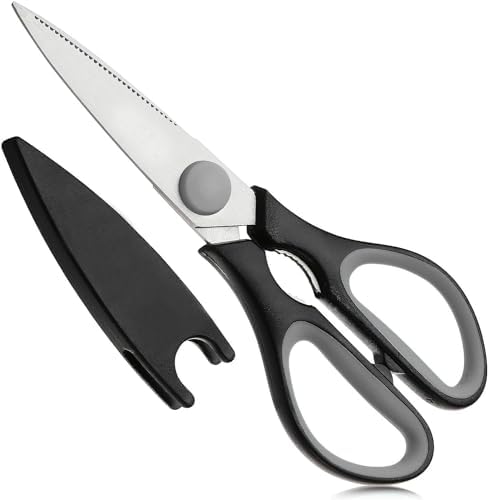 Rainspire Premium Kitchen Scissors All Purpose Heavy Duty Kitchen Shears for Food, Dishwasher Safe, Protective Sheath, Stainless Steel, Black