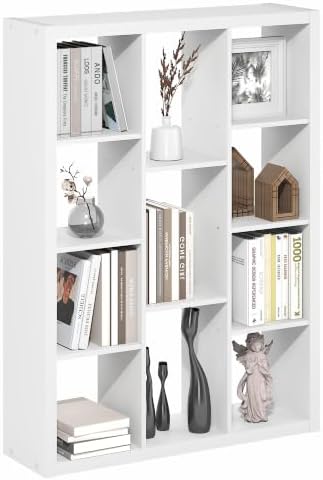 Furinno Viola 11-Cube Book Shelf, 1.2" Thick Frame, White
