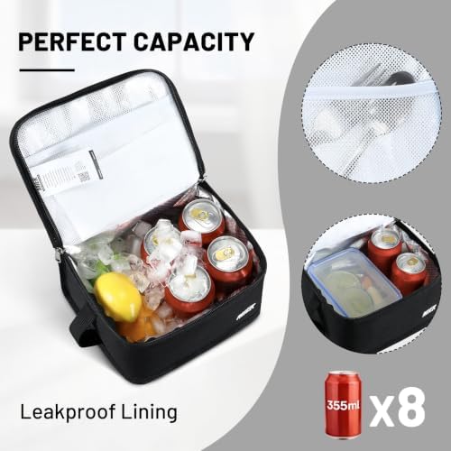 MIER 9-Can Mini Lunchbox Cooler Small Lunch Box Bag for Kids Adults, Black