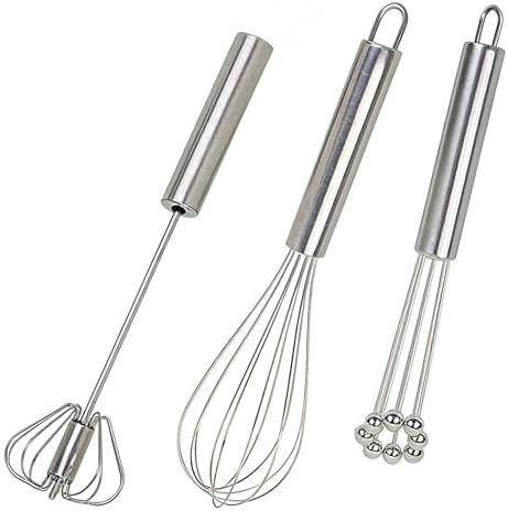 3 Packs Stainless Steel Whisk Set,Whisks for Cooking Non Scratch