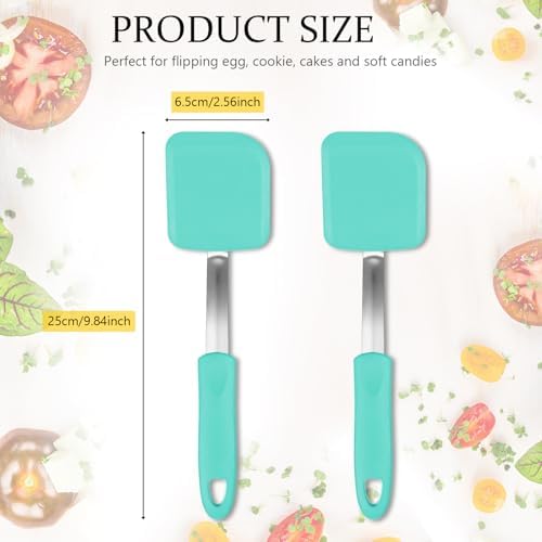 2 Pcs Mini Silicone Cookie Brownie Spatula,Solid Flat,Green