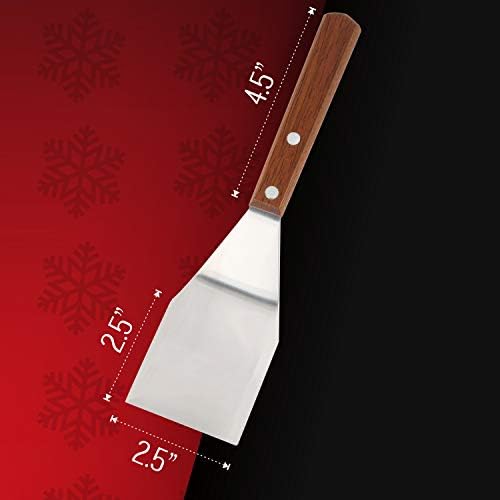 Homi styles Cookie/Brownie Spatula Small Metal Spatula With Merbau Wooden Handle | Heavy Duty Stainless Steel Flipper With Beveled Edges | Small Spatula Portable Cooking Turner Mini 2.5-Inch Blade