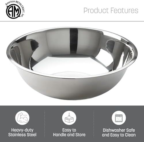 American METALCRAFT, Inc. American Metalcraft SSB500 Stainless Steel Mixing Bowl, 11.5" Diameter, Silver, 5-Quart
