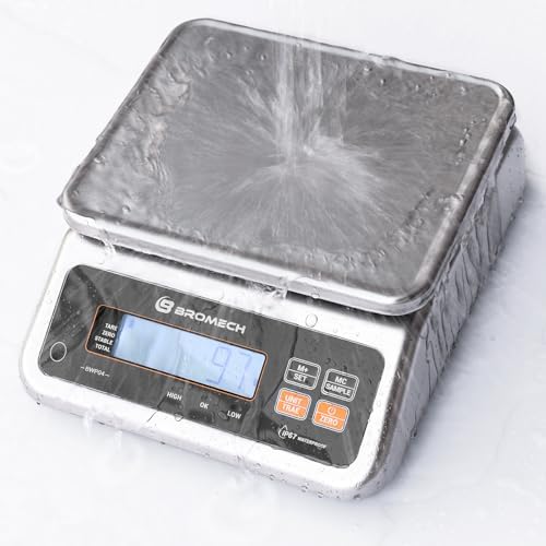 Food Scale Pound and Ounce, Rechargable, Commercial Grade, Stainless Steel Platform, for Meat Shop, Deli, Produce Market (66lb)