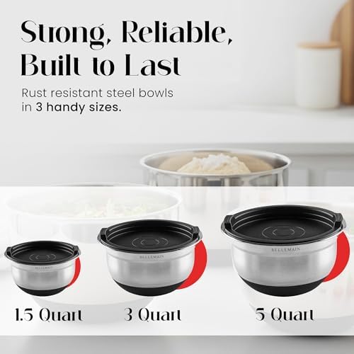 Bellemain Stainless Steel Mixing Bowls with Airtight Lids Set - Set of 3
