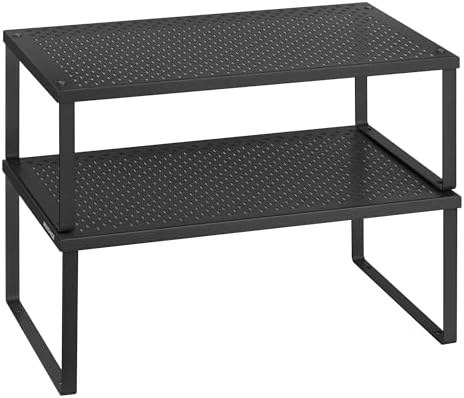 SONGMICS Set of 2 Metal Spice Racks, Stackable Expandable Shelf Risers